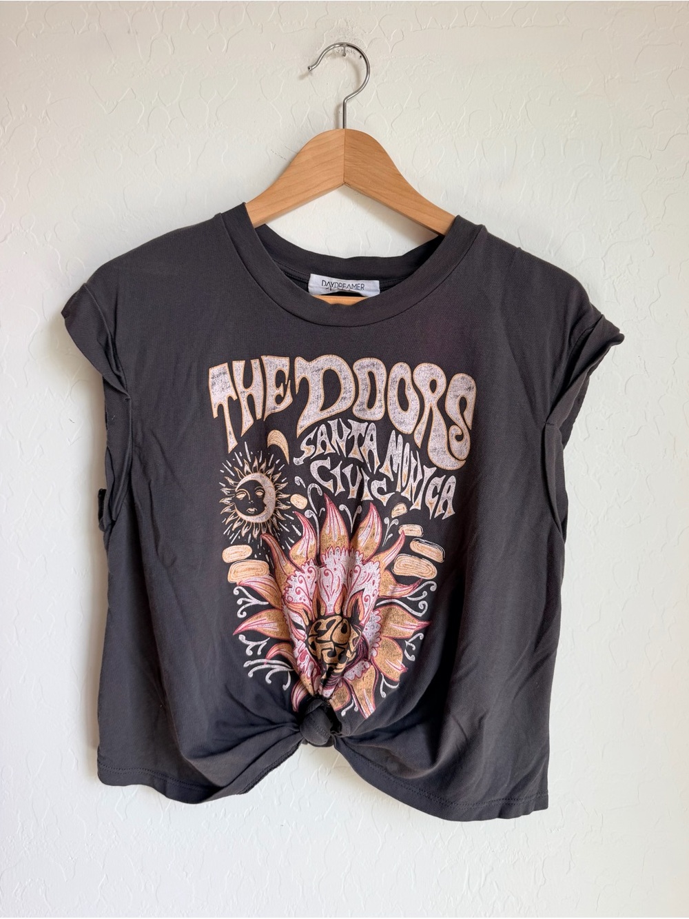 The Doors Graphic Knot-Front Tee - Black